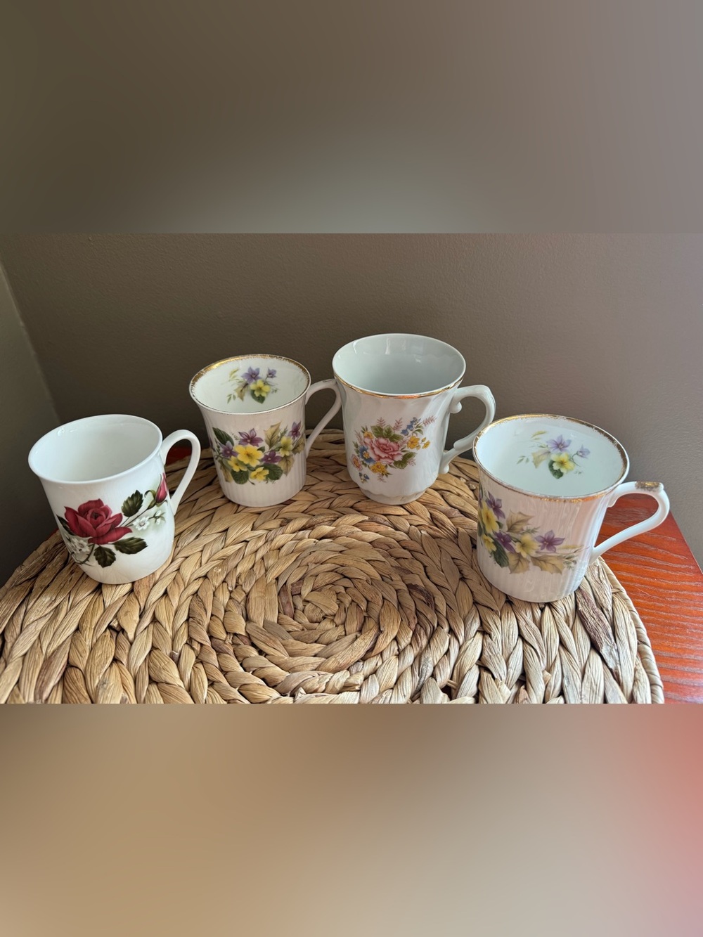 Vintage Set of 4 China Mugs - Farmhouse Cottage Core Mug